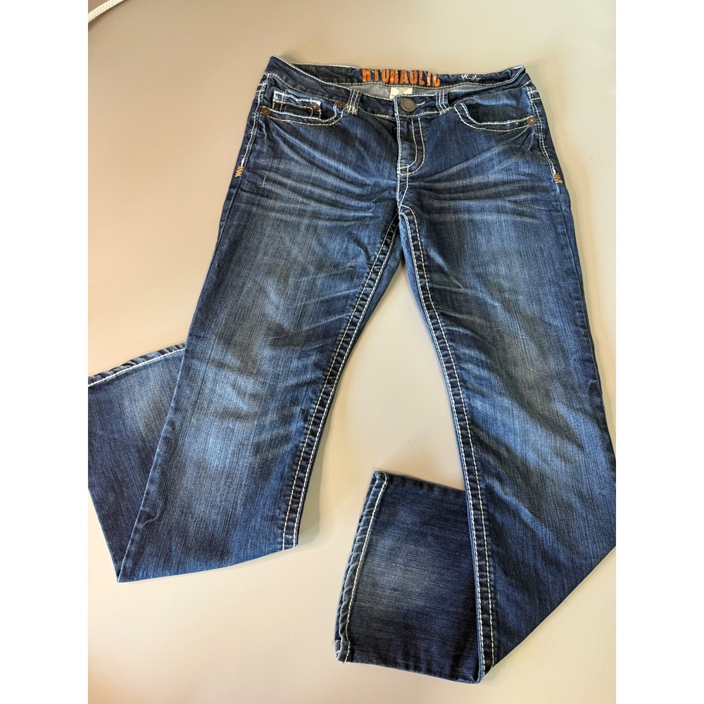 Hydraulic Bailey Slim Boot Jeans Womens 13/14 Dark Wash Thick Stitch Denim
